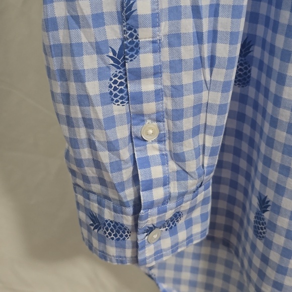 Crown & Ivy Light Blue Gingham Womens XL Button-Up Shirt Pineapple - Picture 5 of 7